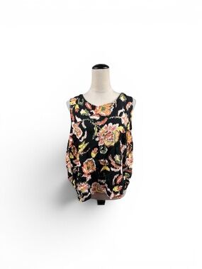 torrid Black challis Tank Top with Pink & Orange Floral Print size 0/large-12